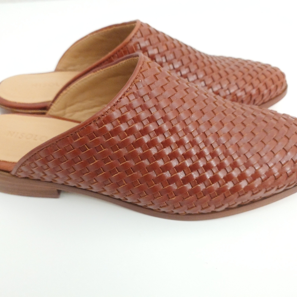 Nisolo Ama Woven Mule Brandy Leather Mules Slip On Sandals Shoes Size 9.5 - Picture 6 of 16